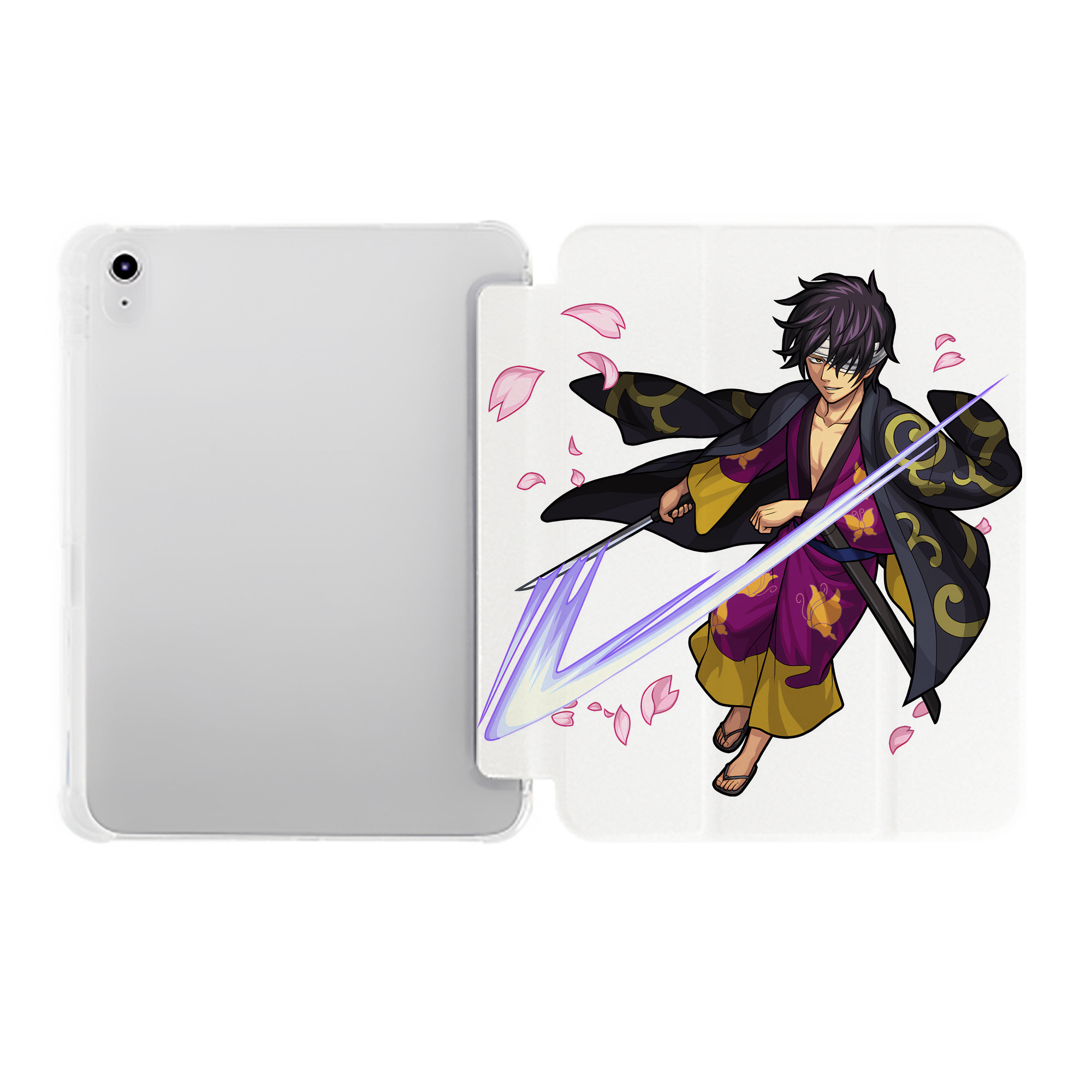 （画像用） ぎんたま 坂田銀時（さかたぎんとき） 神楽 志村新八（しむら しんぱち） GINTAMA Sakata Gintoki Kagura Shimura Shinpachi IPad ケース ペン収納付き 三つ折りスタンド PUレザー×シリコン 対応機種9.5/10.5/10.9インチ